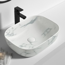 455*325*135mm Rectangle Carrara White Above Counter Ceramic Wash Basin 455*325*135mm Rectangle Carrara White Above Counter Ceramic Wash Basin